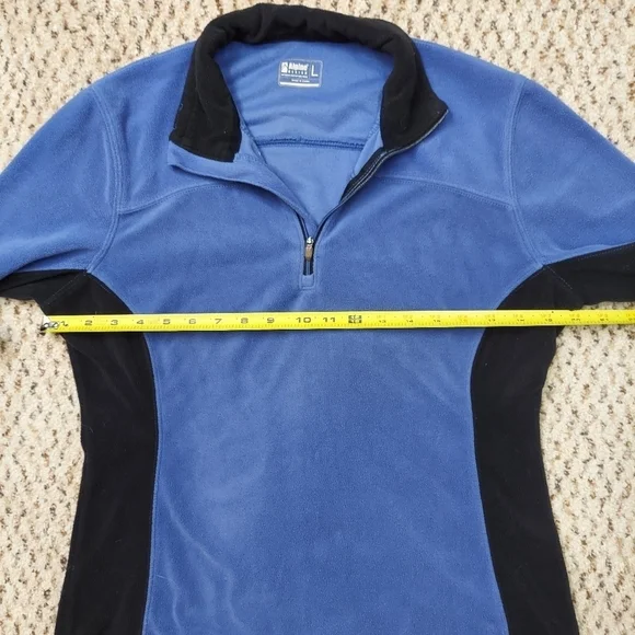 Alpine Design Womens Large 1/4 Zip Fleece Top Blue & Black Shirt - Picture 7 of 12